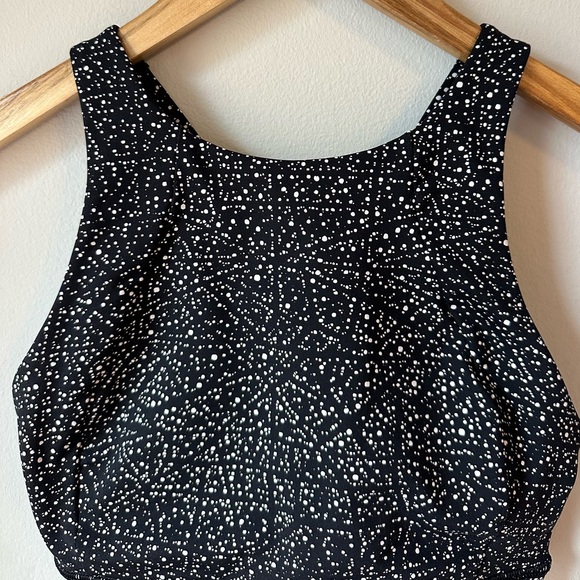 lululemon Free To Be Serene High Neck Bra Black White Speckle Size 4 - Picture 6 of 13